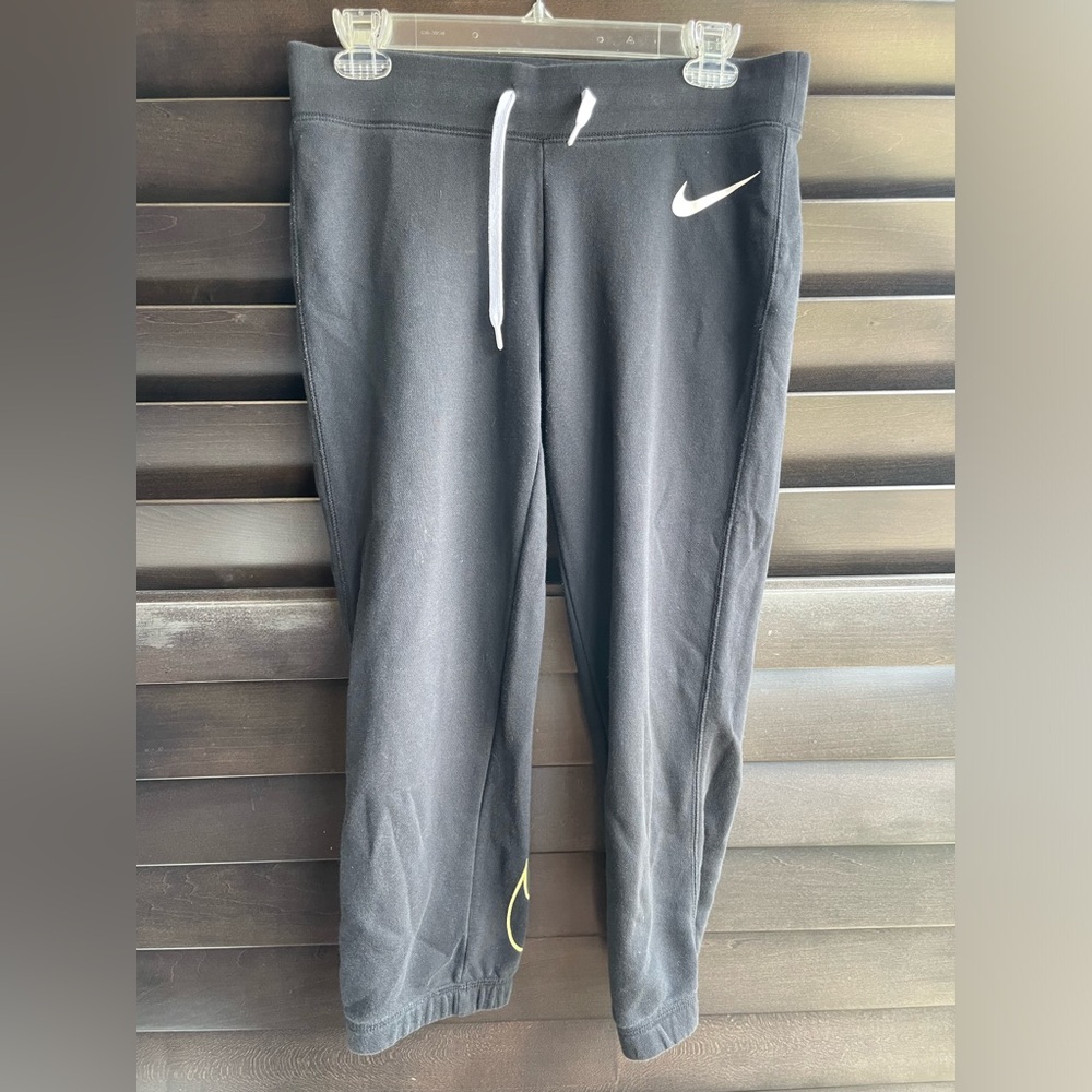 Nike Cropped Joggers Black with Colorful logo Size Small